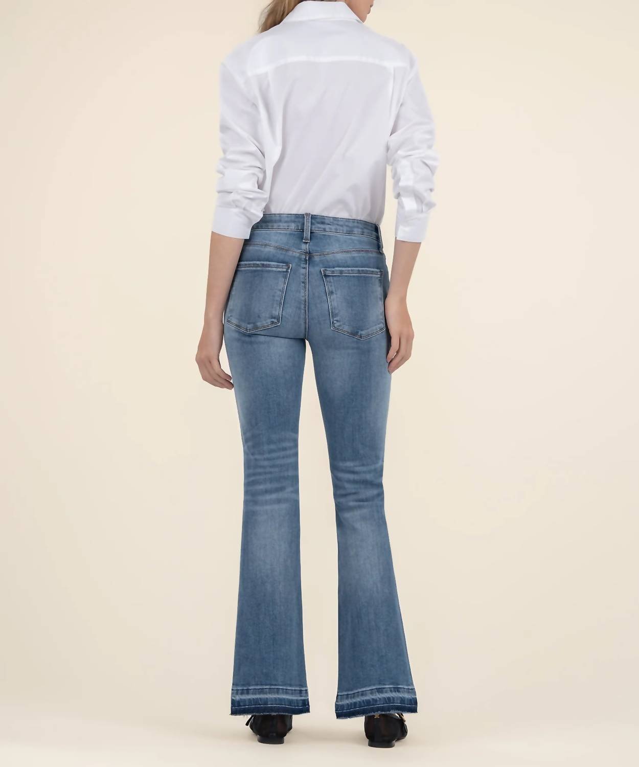 Kut From The Kloth - Stella High Rise Flare Released Hem Jeans - blue - clothing - cotton - blend
