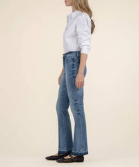 Kut From The Kloth - Stella High Rise Flare Released Hem Jeans - blue - clothing - cotton - blend