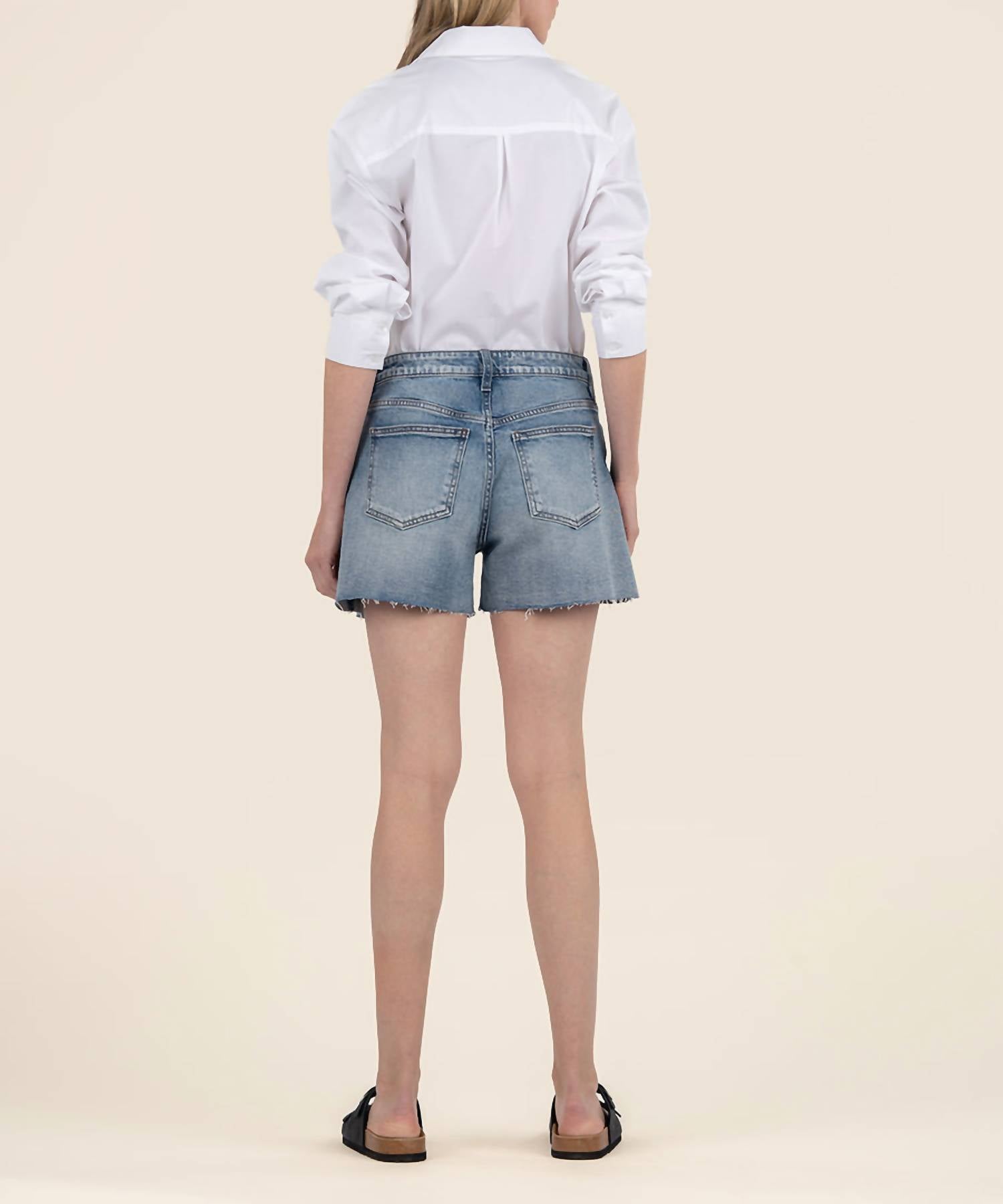 Kut From The Kloth - Taylor High Rise Short - blue - clothing - cotton - blend