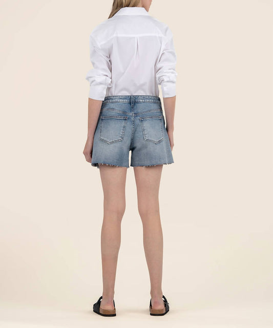 Kut From The Kloth - Taylor High Rise Short - blue - clothing - cotton - blend