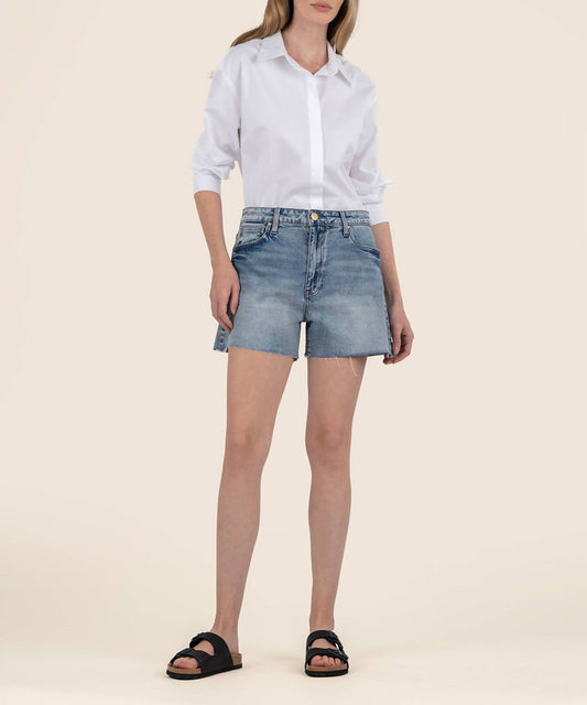 Kut From The Kloth - Taylor High Rise Short - blue - clothing - cotton - blend