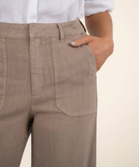 Kut From The Kloth - Topaz Linen High Rise Wide Leg Pants - brown - clothing - linen - blend