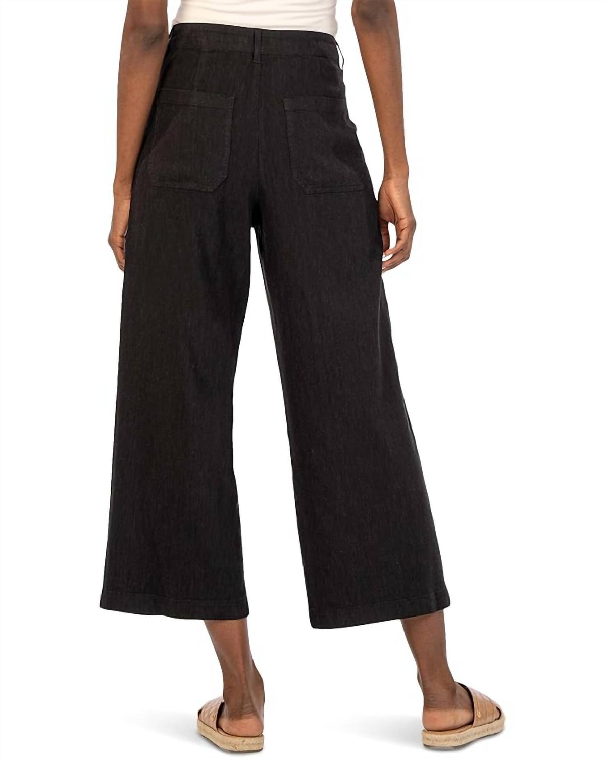 Kut From The Kloth - Topaz Linen High Rise Wide Leg Pants - black - clothing - linen - blend