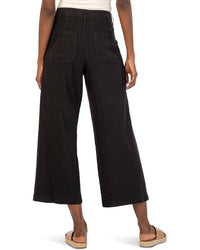 Kut From The Kloth - Topaz Linen High Rise Wide Leg Pants - black - clothing - linen - blend