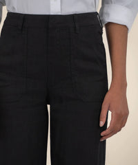 Kut From The Kloth - Topaz Linen High Rise Wide Leg Pants - black - clothing - linen - blend