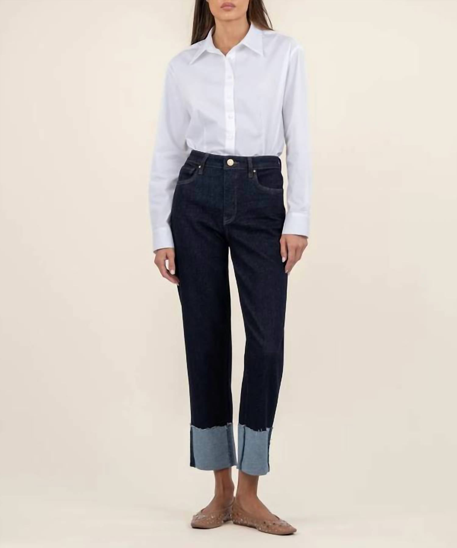 Kut From The Kloth - Women's Fay High Rise Straight Leg - blue - clothing - cotton