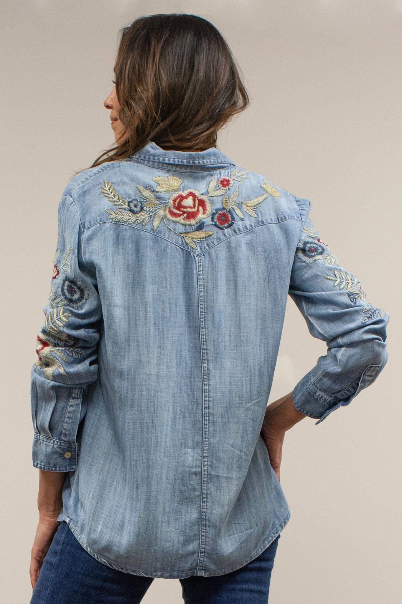 Kyla Seo - Cannon Denim Shirt - blue - button - down - shirts - clothing
