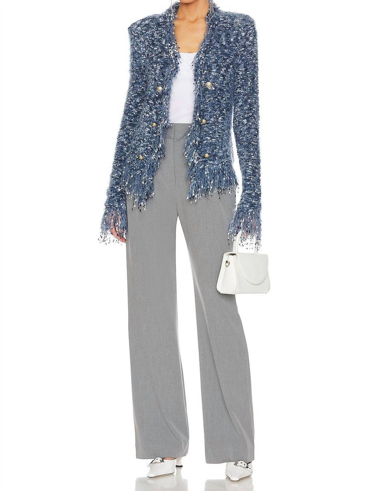 L'Agence - Azure Tweed Double Breasted Suit