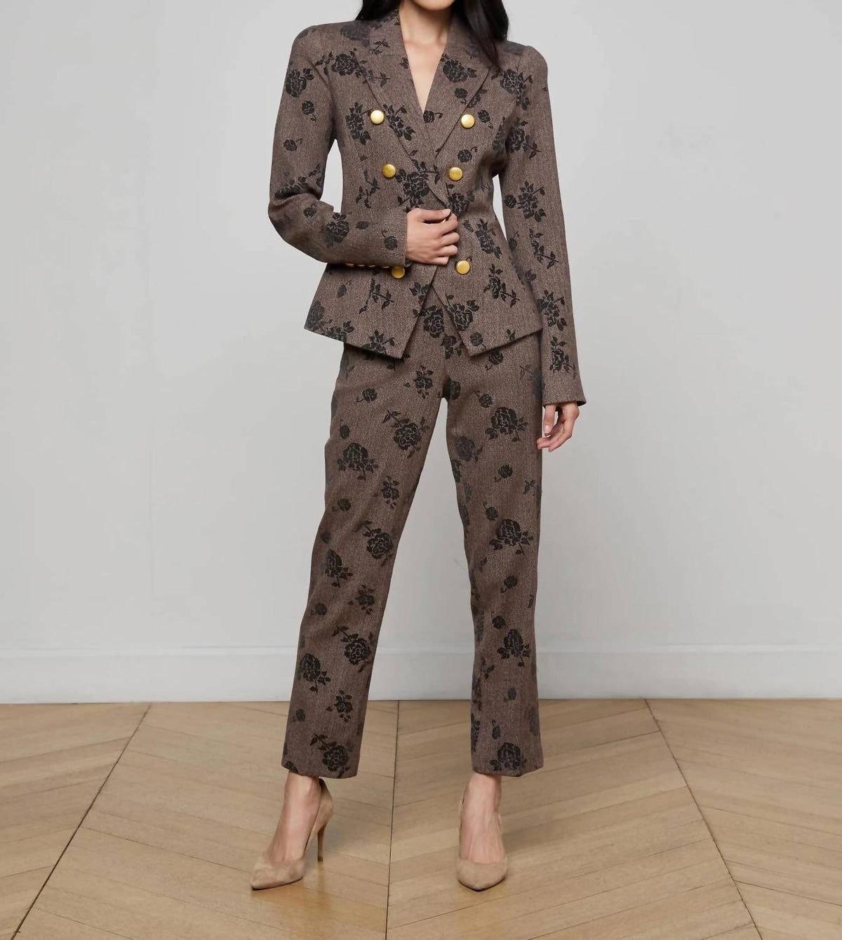 L'Agence - Bethany Flocked Herringbone Blazer