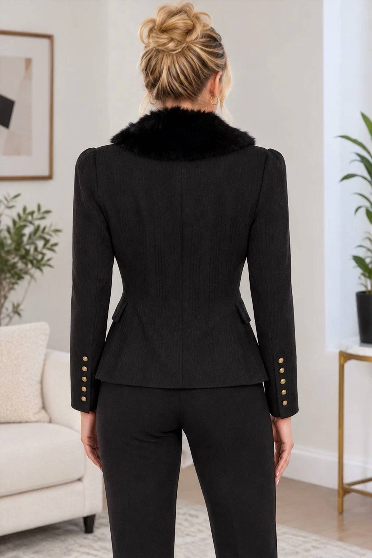 L'Agence - KAISLEY FUR COLLAR BLAZER