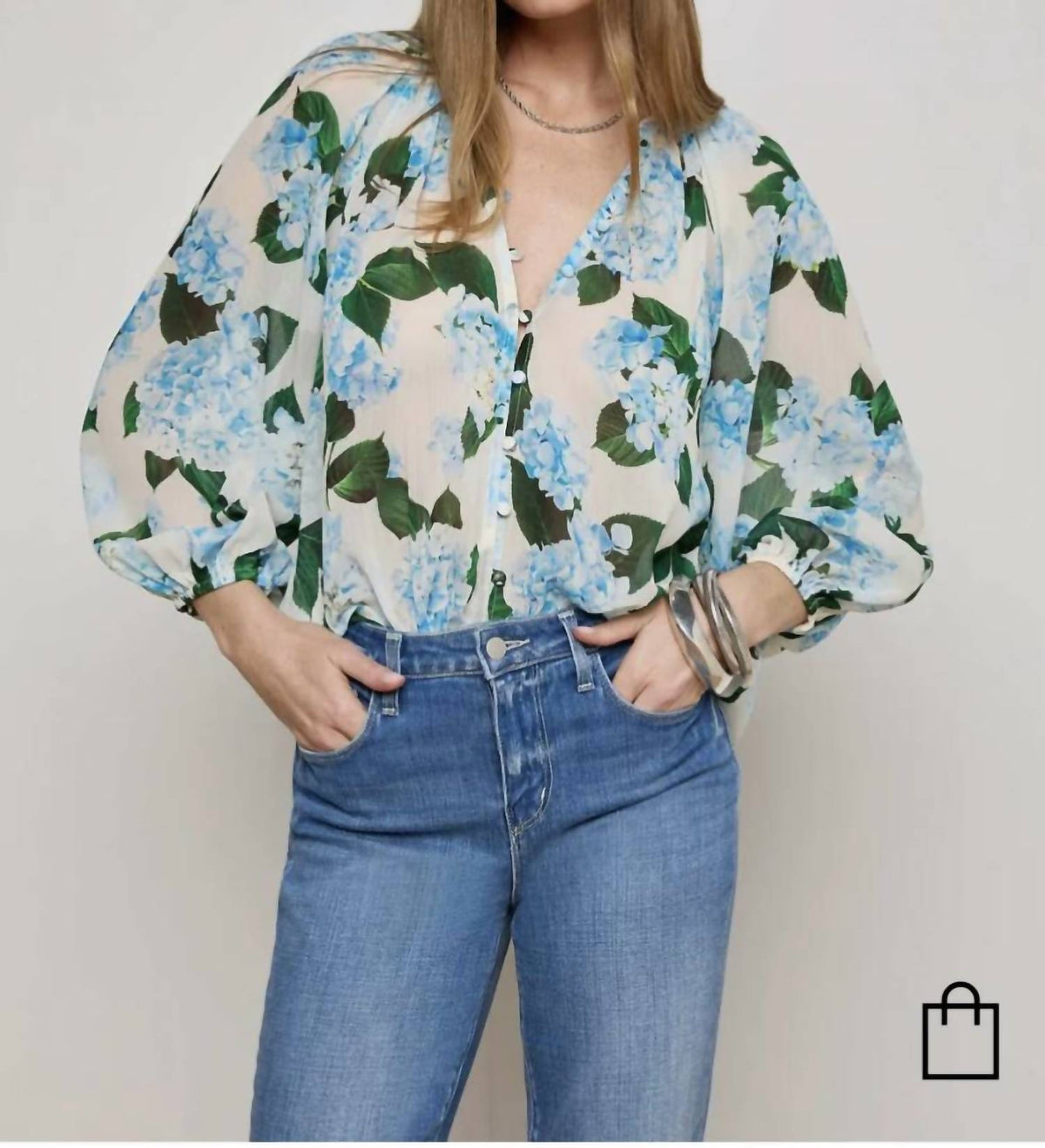 L'Agence - Teagan Blouse Hydrangea Print