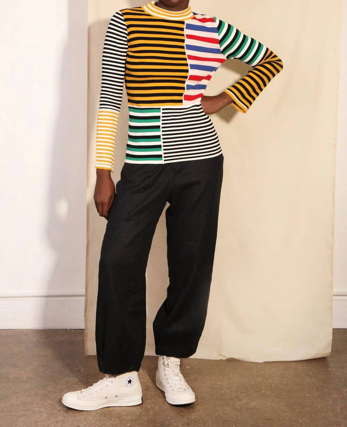 L.F. Markey - Cecil Stripe High Neck Top