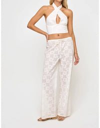 L*Space - Lily Cotton Eyelet Cover-up Drawstring Pants
