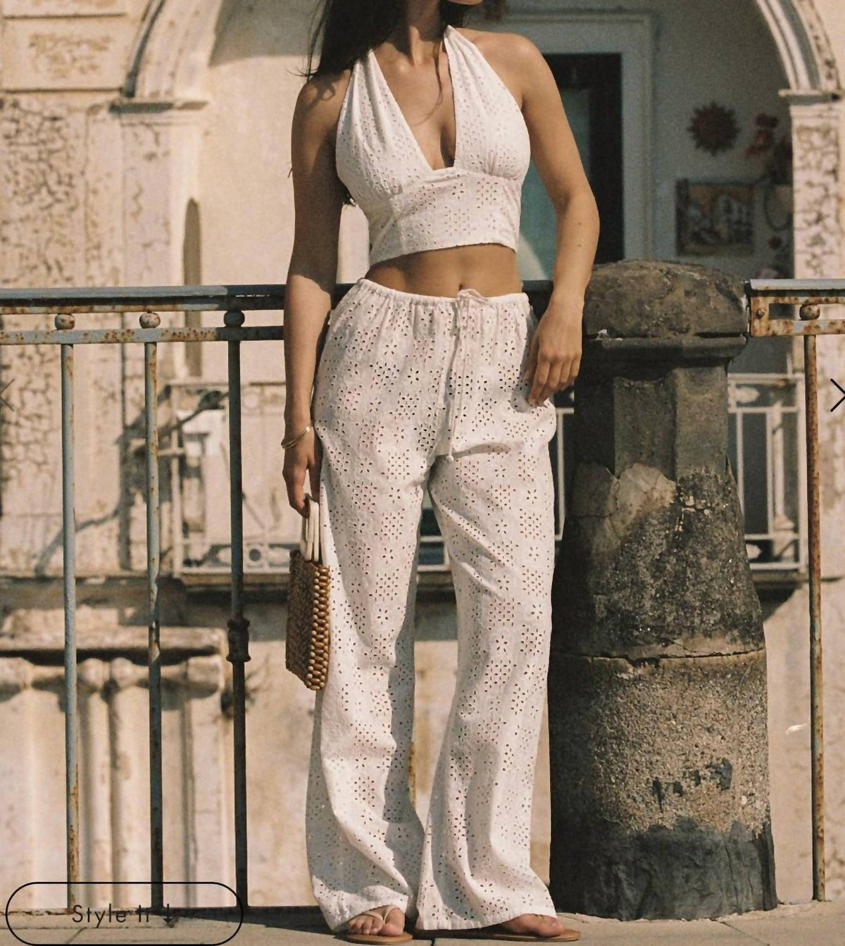 L*Space - Lily Cotton Eyelet Cover-up Drawstring Pants