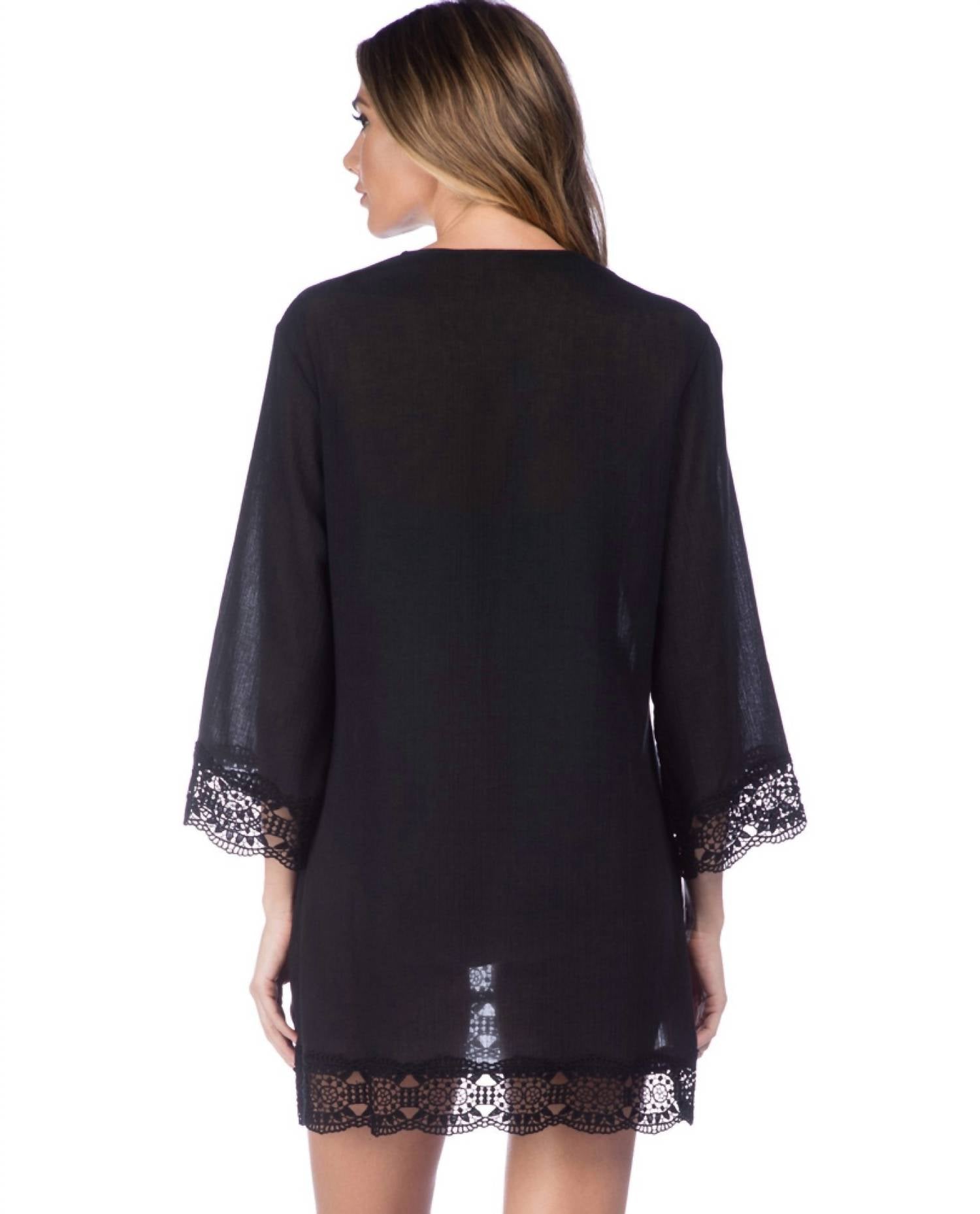 La Blanca - Island Flare V - neck Tunic - black - clothing - shirts