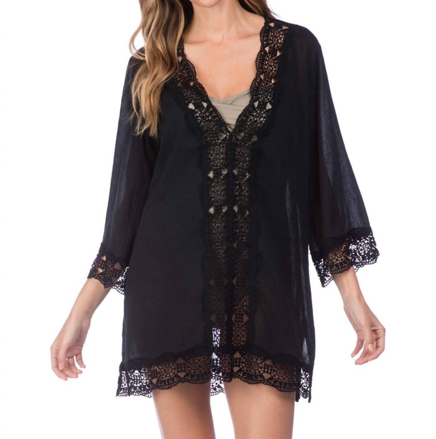 La Blanca - Island Flare V - neck Tunic - black - clothing - shirts