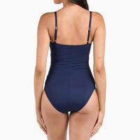La Blanca - Island Goddess Rouched Body Lingerie Mio One Piece Swimsuit - blue - clothing - one - pieces
