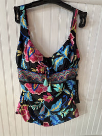 La Blanca - Midnight Tunnel Neck OTS Tankini - bikinis - black - clothing