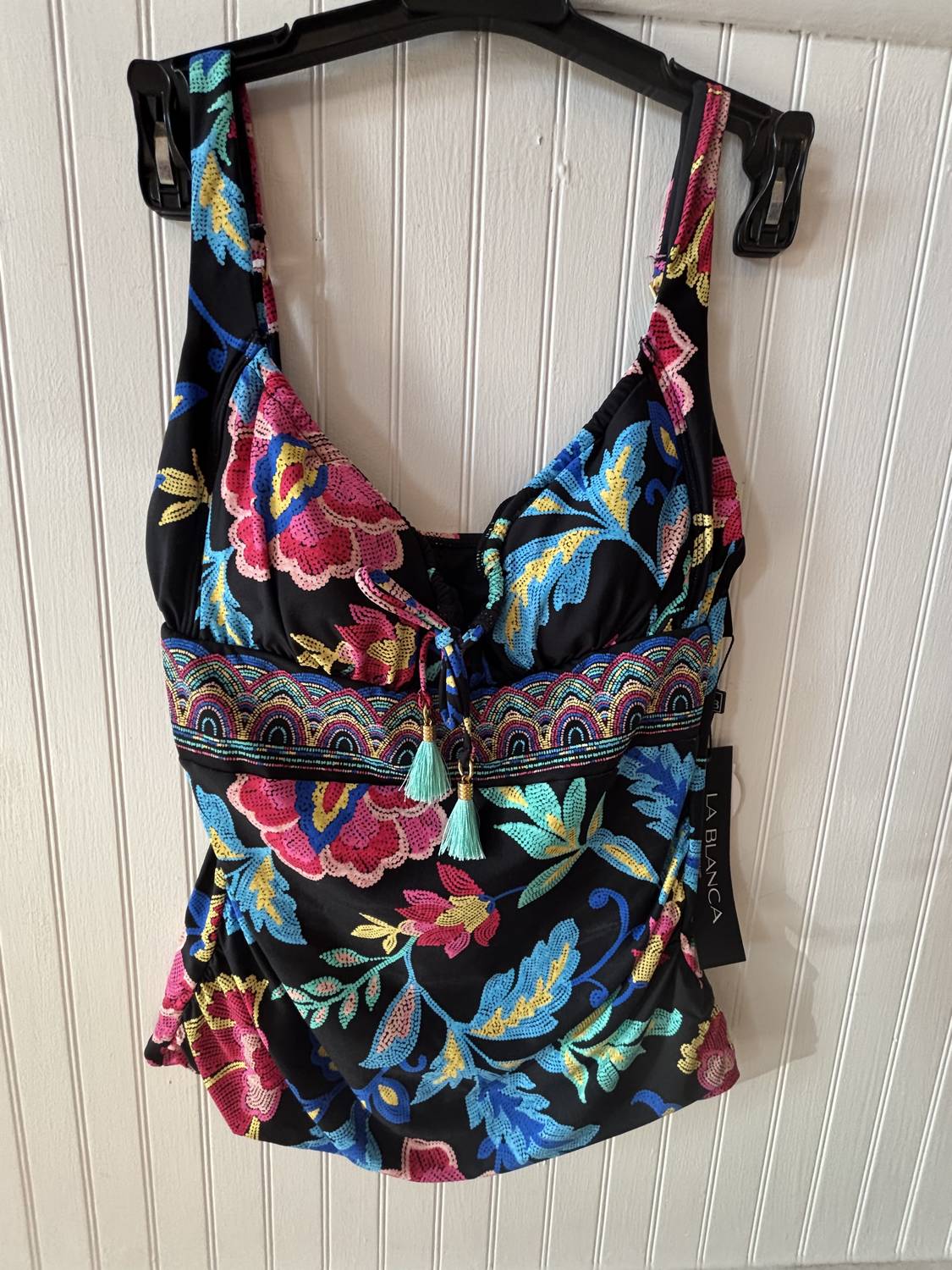 La Blanca - Midnight Tunnel Neck OTS Tankini - bikinis - black - clothing