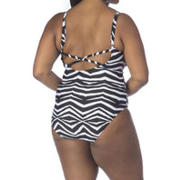 La Blanca - Wild Safari Plusace Up One Piece Swimsuit - bikinis - black - clothing