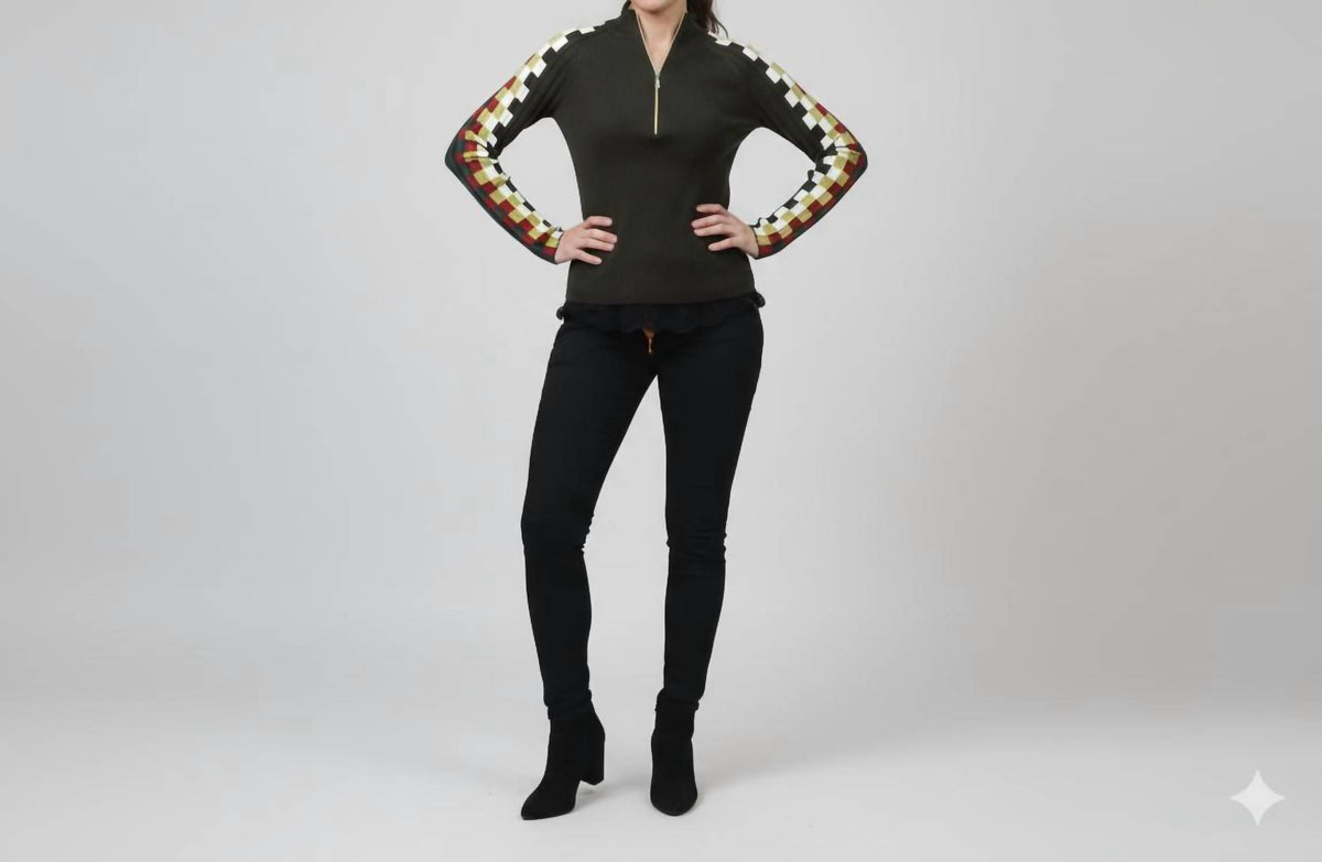 La Chic Designs - Ribbed Half-zip Knit Sweater
