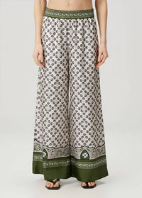 La Doublej - Floral Silk Palazzo Pant - clothing - floral - green