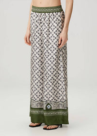 La Doublej - Floral Silk Palazzo Pant - clothing - floral - green