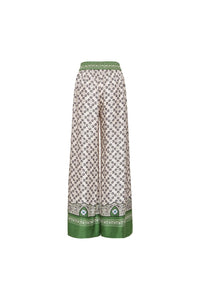 La Doublej - Floral Silk Palazzo Pant - clothing - floral - green