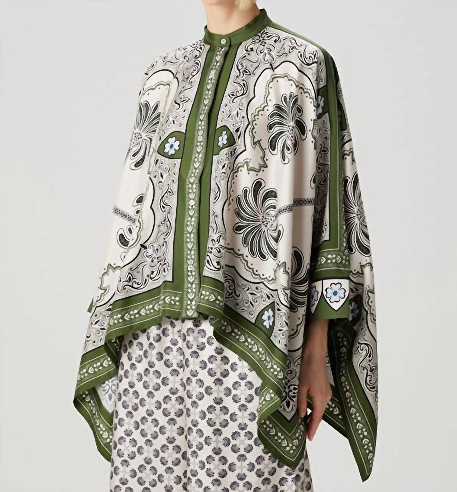 La Doublej - Floral Silk Shirt - button - down - shirts - clothing - green
