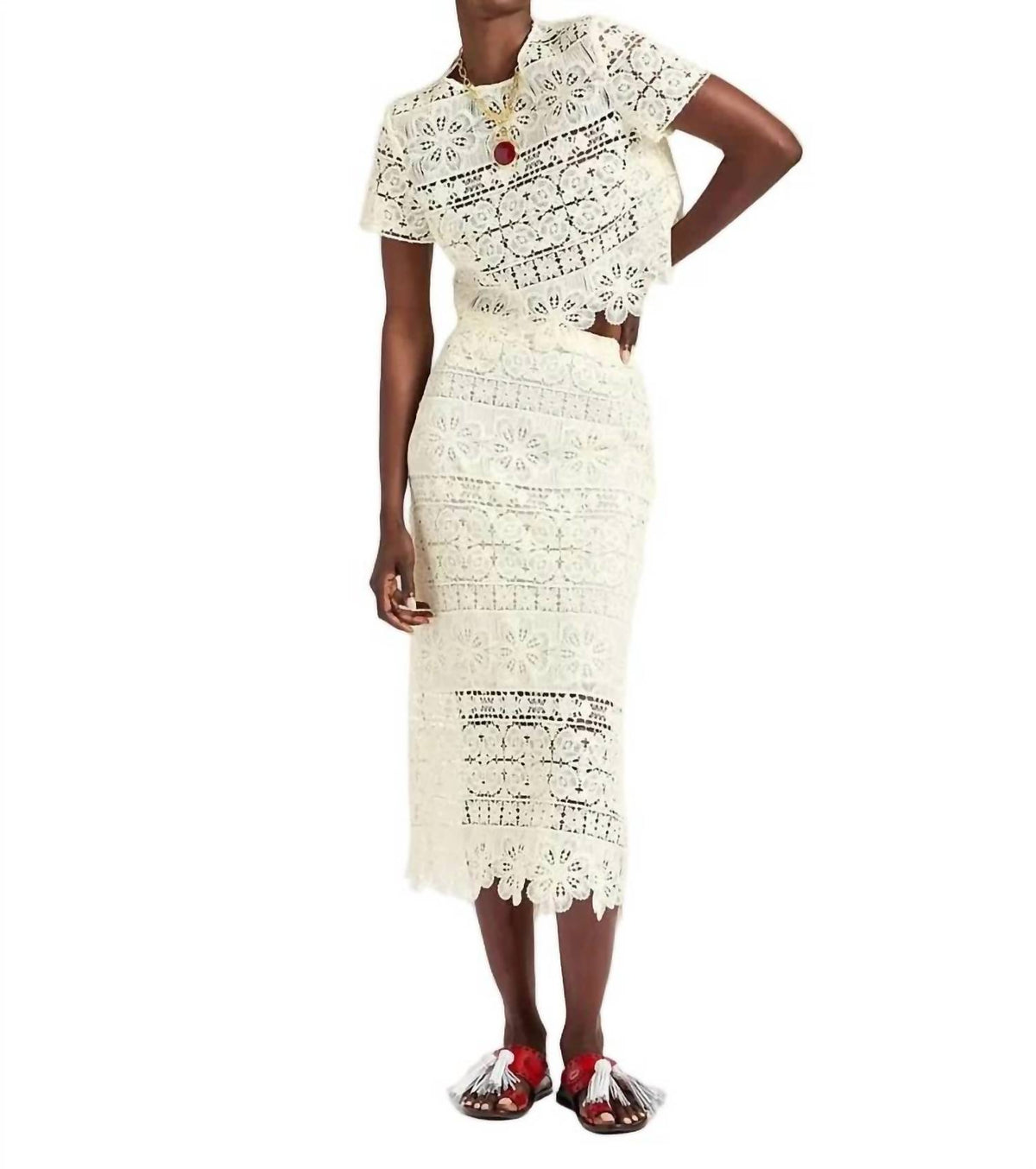 La Doublej - Lacey Macrame Pencil Skirt