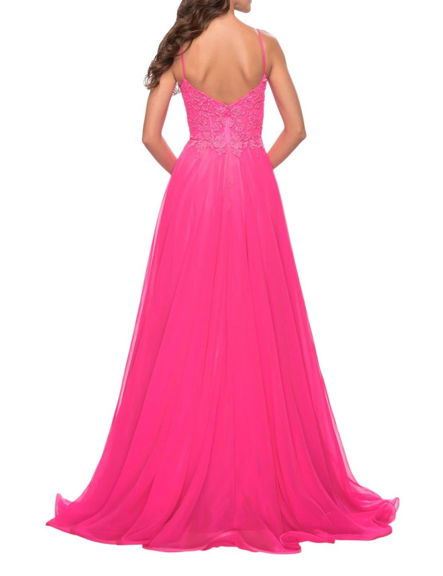 La Femme - A - line Chiffon Skirt Prom Dress - clothing - dresses - floral
