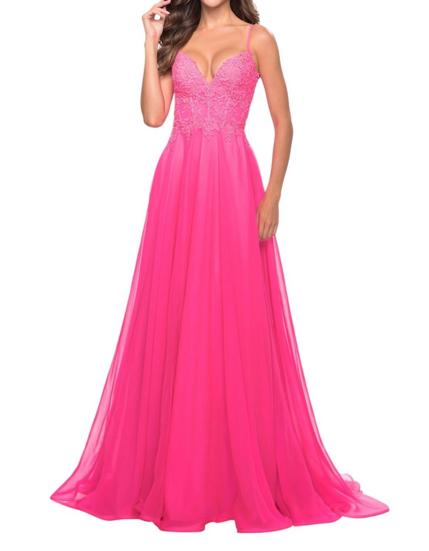 La Femme - A - line Chiffon Skirt Prom Dress - clothing - dresses - floral