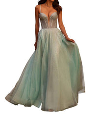 La Femme - A - line Corset Bodice Prom Dress - blue - clothing - dresses