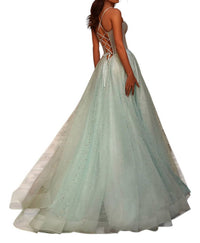 La Femme - A - line Corset Bodice Prom Dress - blue - clothing - dresses