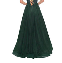La Femme - A - line Rhinestone Leaf & Floral Prom Dress - clothing - dresses - green