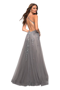 La Femme - A - line Tulle Ball Gown - clothing - dresses - grey