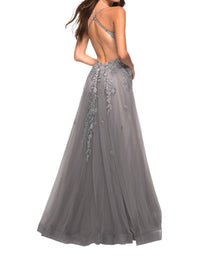 La Femme - A - line Tulle Ball Gown - clothing - dresses - grey