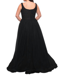 La Femme - A - line Tulle Prom Dress - Plus - black - clothing - dresses