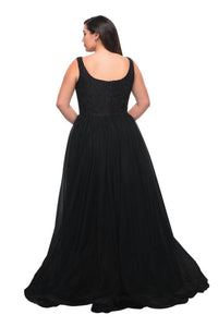 La Femme - A - line Tulle Prom Dress - Plus - black - clothing - dresses