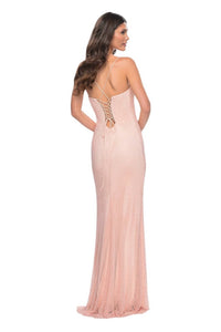 La Femme - Beautiful Rhinestone Fishnet Prom Dress - clothing - dresses - patterned