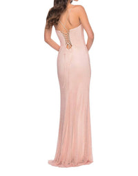 La Femme - Beautiful Rhinestone Fishnet Prom Dress - clothing - dresses - patterned