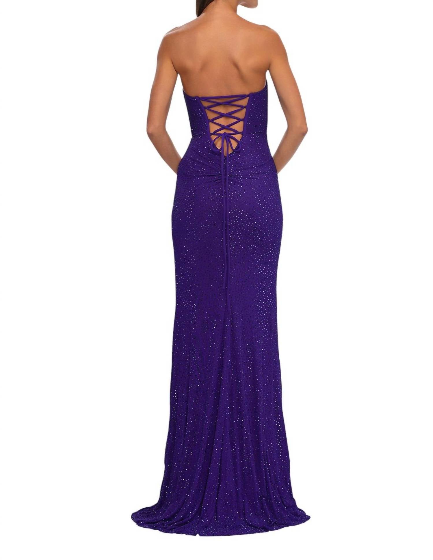 La Femme - Bedazzled Net Jersey Prom Dress - clothing - dresses - patterned