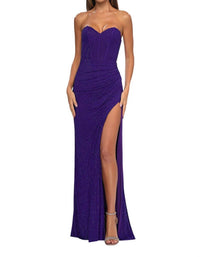 La Femme - Bedazzled Net Jersey Prom Dress - clothing - dresses - patterned
