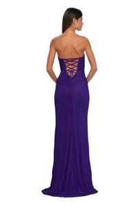 La Femme - Bedazzled Net Jersey Prom Dress - clothing - dresses - patterned