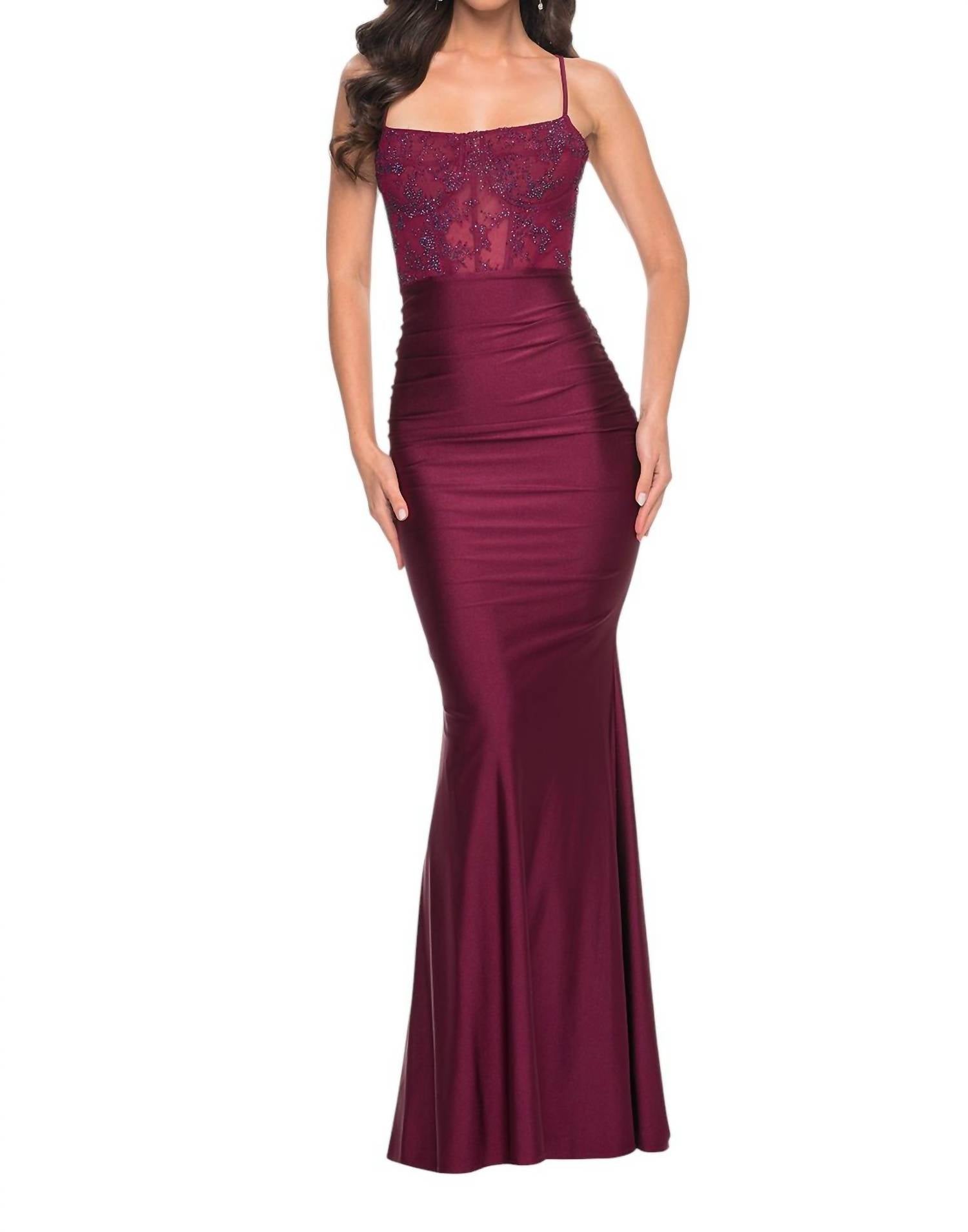 La Femme - Bustier Style Boning Stylish Prom Dress - clothing - dresses - lace