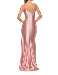 La Femme - Chic Simple One Shoulder Liquid Jersey Prom Dress - clothing - dresses - pink