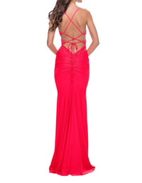 La Femme - Criss Cross Bodice With Cut Outs Prom Dress - clothing - dresses - orange