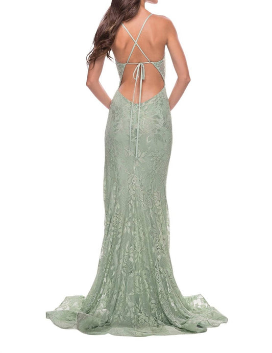 La Femme - Embellished Rhinestones Lace Prom Dress - clothing - dresses - green