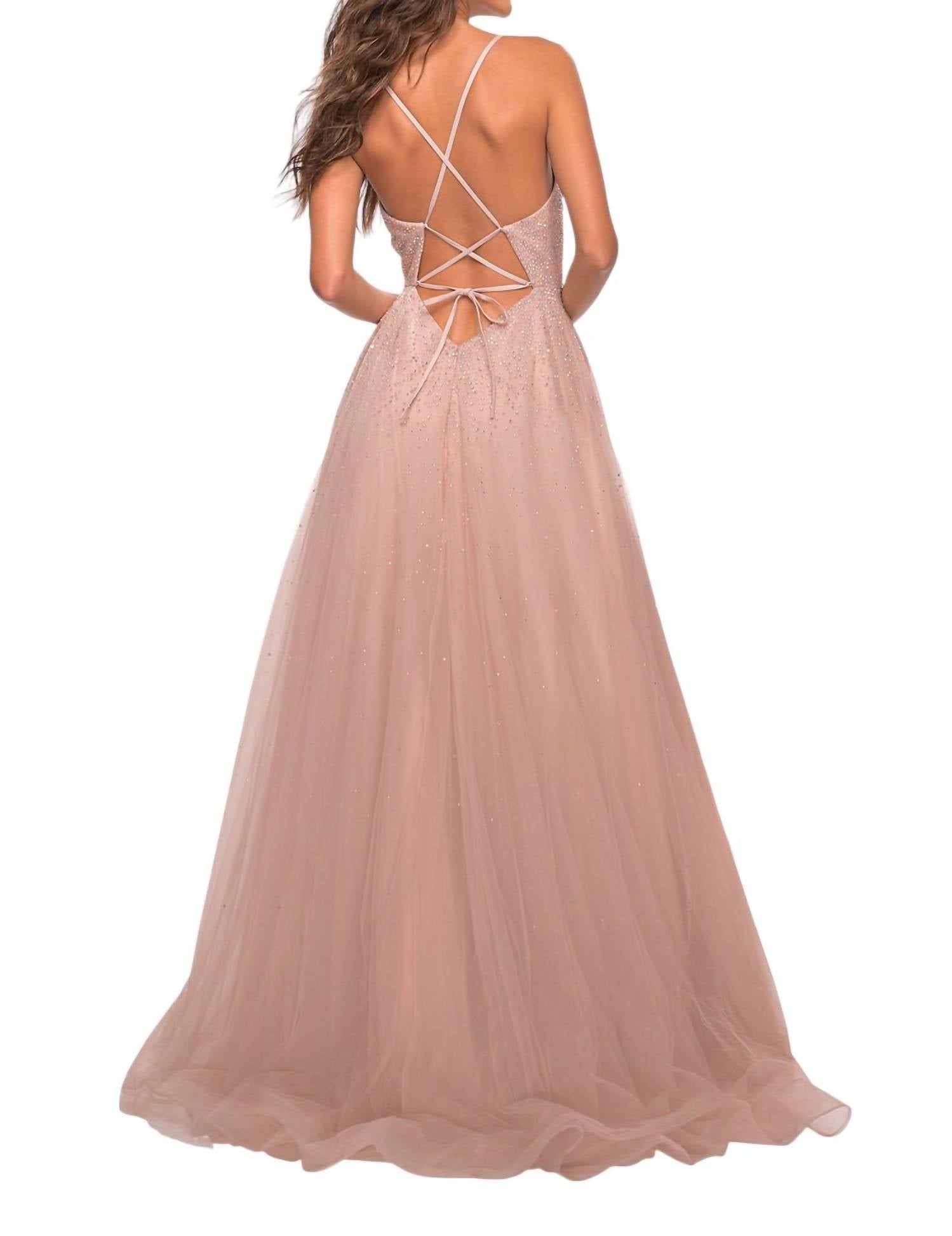 La Femme - Faux Wrap Top Prom Dress - clothing - dresses - patterned