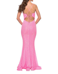 La Femme - Fitted Sequin Prom Dress With Flare Skirt - clothing - dresses - patterned